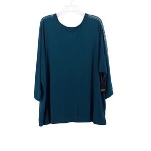 Torid Top Womens 3X Teal Super Soft Lace Dolman Sleeve Comfort Lightweight‎ Edgy